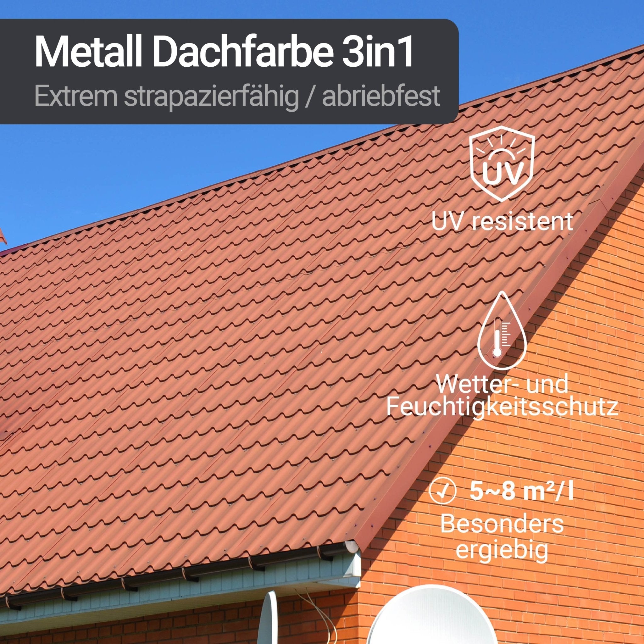 Pintura para tejados metálicos protectora 3en1 Anticorrosión W500 1-5L