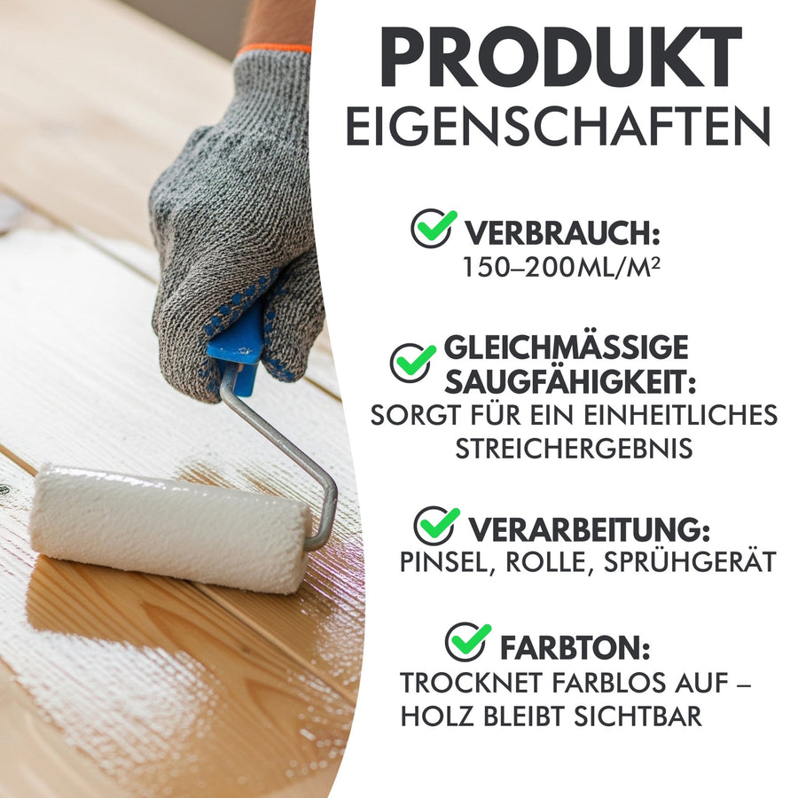 Holzgrundierung Grundierung für Holz innen & außen lösemittelfrei atmungsaktiv W424 5 - 10L - WO - WE.SHOP