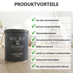 Latex Washable wall paint Kitchen silk matt W556 White 1-20L